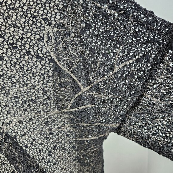 Clara Sunwoo Duster Cardigan XL Black Abstract Gold Mesh Sequin Embellished - Picture 7 of 12